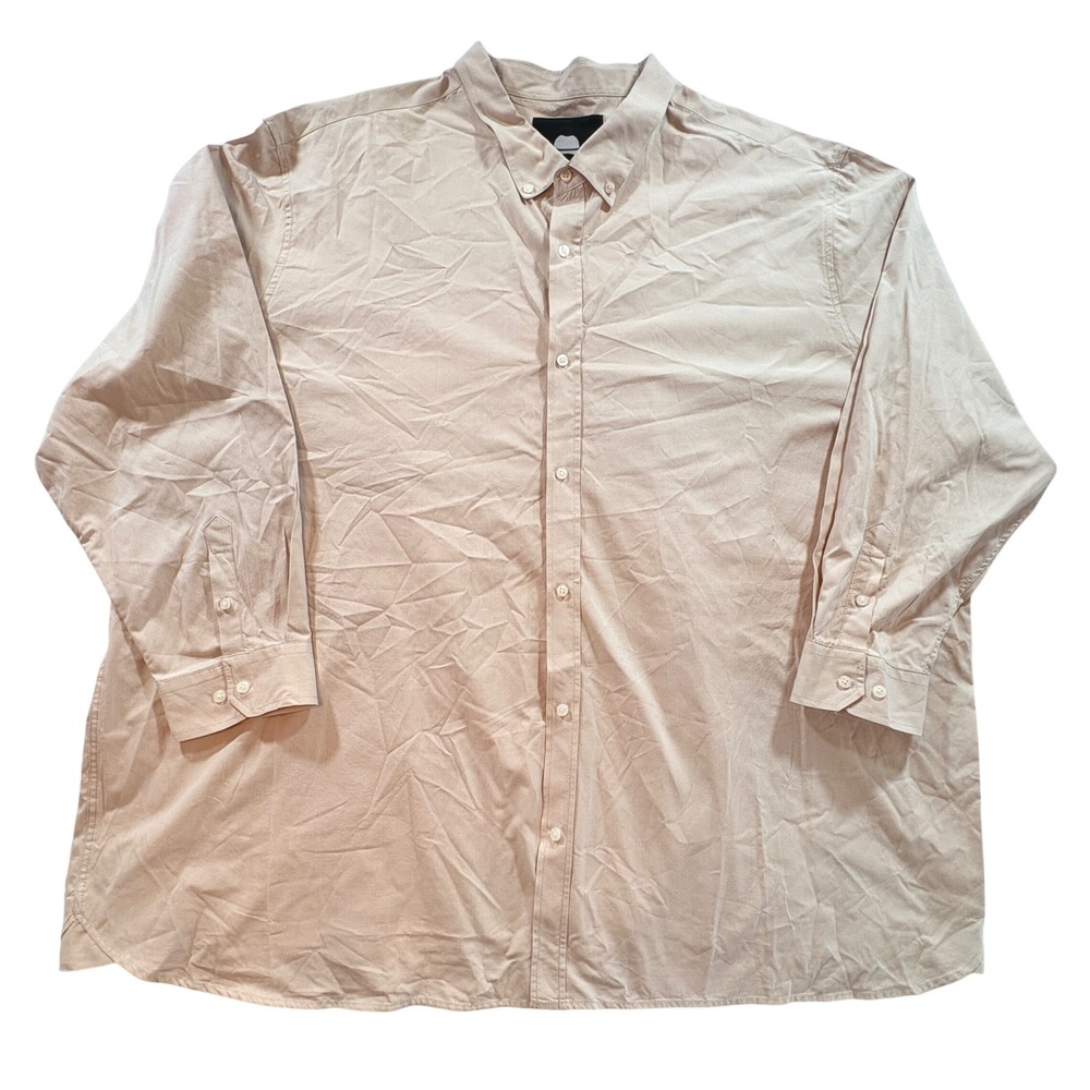 Winston Mens 5XL Tan Beige 100%‎ Cotton Long Sleeve Button Down Shirt Big & Tall